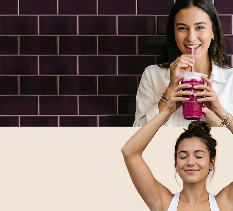 Two women enjoying JUJU smoothies.